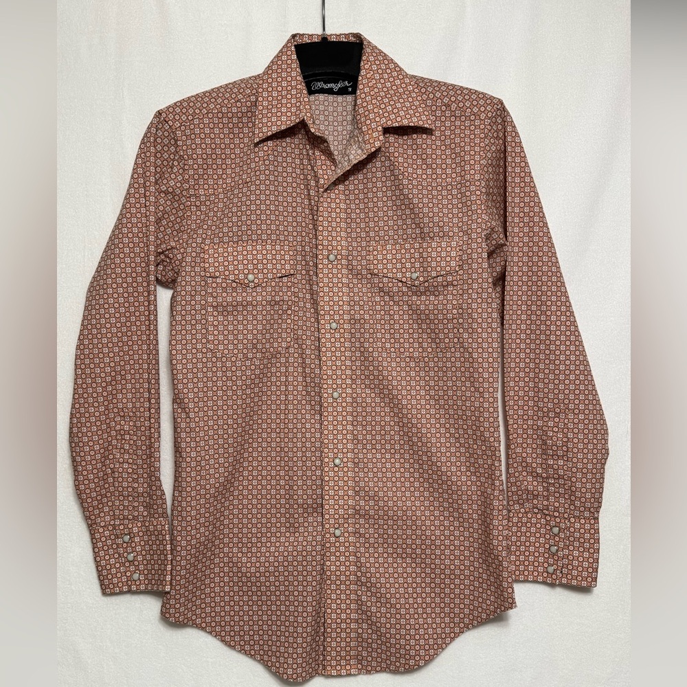 Wrangler Men’s Western Shirt Silver Edition Salmon Pearl Snap Size Small